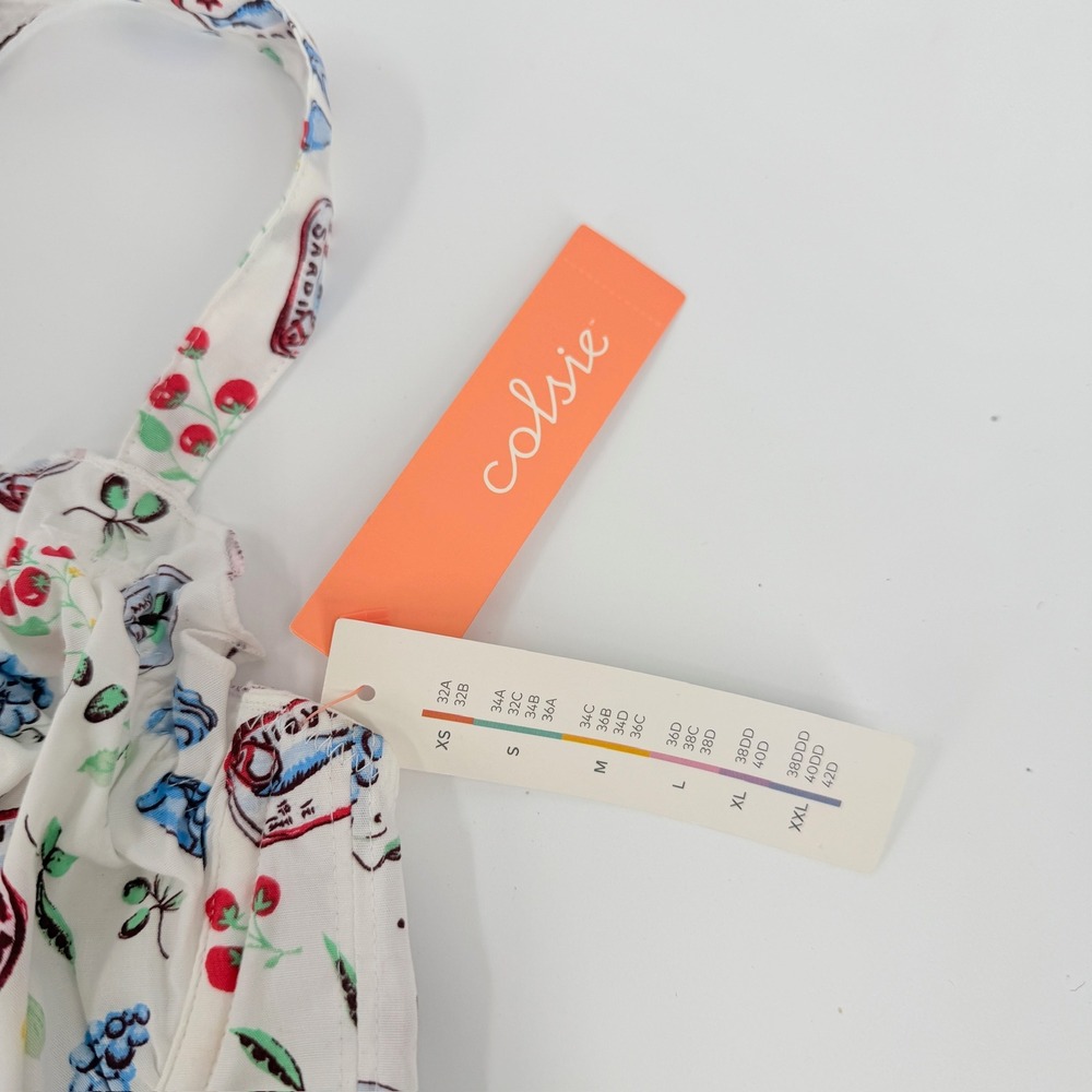 Colsie Bustier Crop Top Sardine Fruit Print Modern Women Size Medium White Multi - Picture 7 of 7